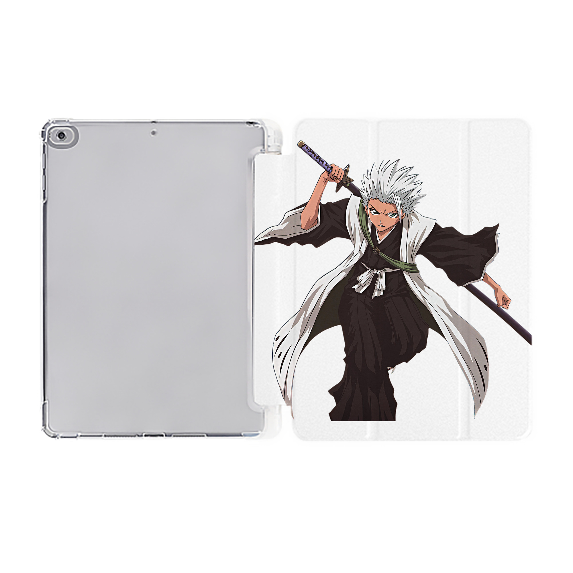 （画像用） ブリーチ 日番谷冬獅郎（ひつがや とうしろう） BLEACH Hitsugaya Toushirou IPad ケース ペン収納付き 三つ折りスタンド PUレザー×シリコン 対応機種9.5/10.5/10.9インチ